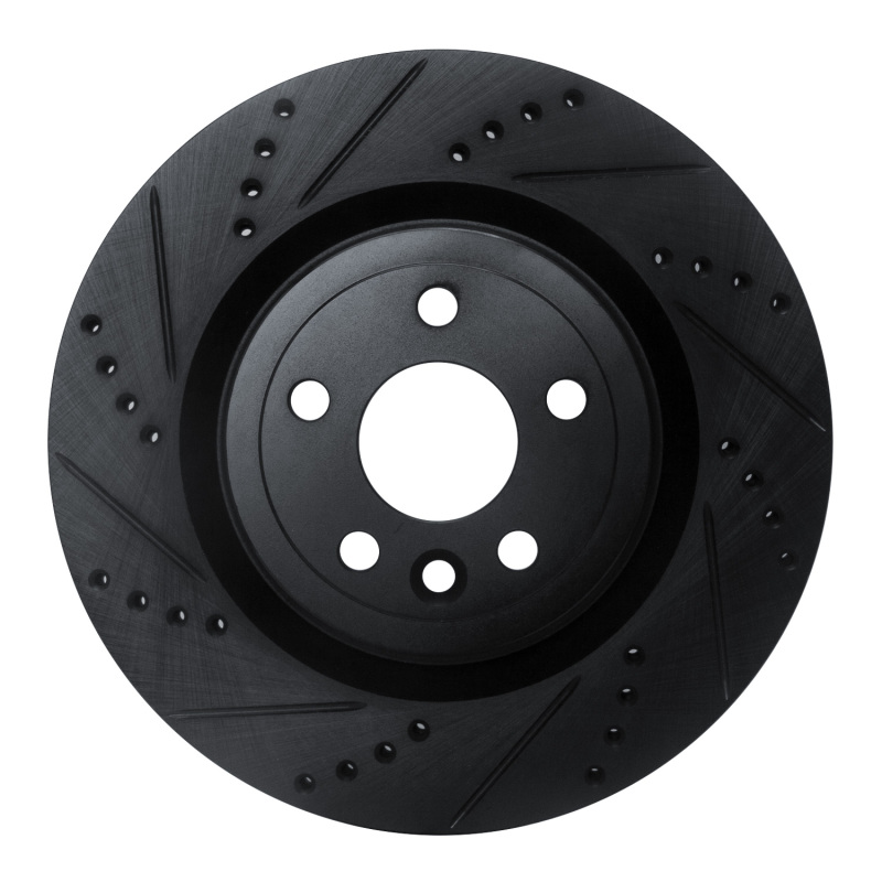 Jaguar I-Pace Brake Rotor (1) - Rear Left - R1 Concepts - Drilled & Slotted - Black - `17-`20